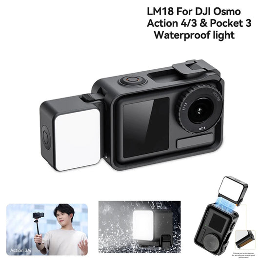 IPX5 Waterproof LED Video Fill Light, Magnetic Mini Light for DJI Osmo Action 5/4/3 & Pocket 3