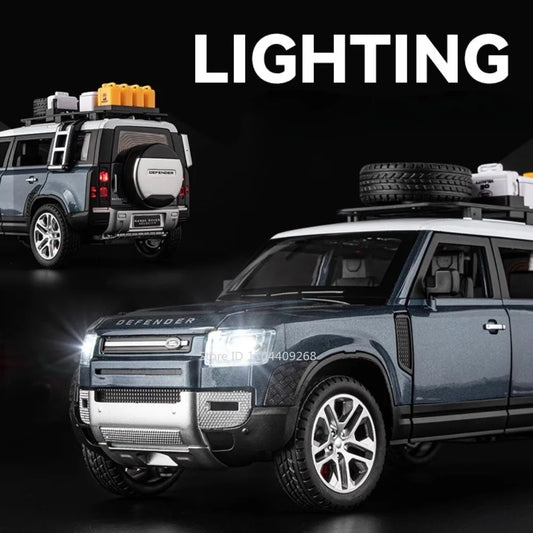 1:24 Land Rover Defender Range Rover Car Model Toy Alloy Diecast Sound Light SUV Off-road Vehicle Ornaments Gifts