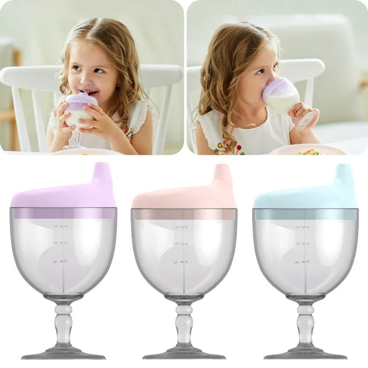 150ml Baby Learning Drinking Bottle Novelty Wine Glass Shaped Sippy Cup with Lid Kids Toldder Nursing Bottle Infant Feeding Cups