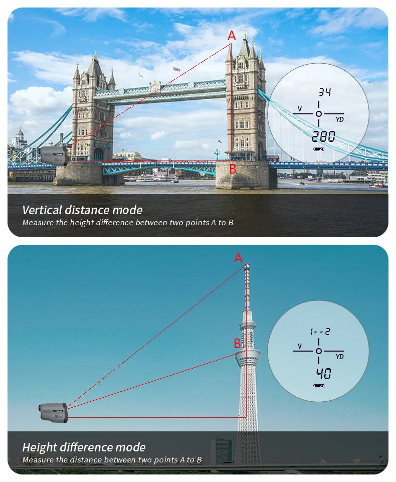 Laser Rangefinder Golf Hunting Outdoor 650m Telescope with Flag-Lock Slope Adjusted Distance Meter