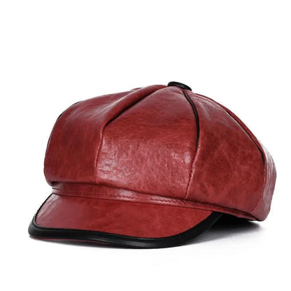 Beret Hats American/British Autumn/Winter Genuine Leather Retro Octagonal Caps Painter Warm