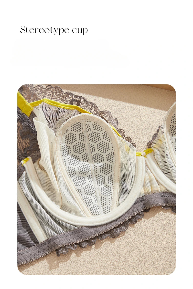 Womens French Lace Plunge Underwire Push Up Bra