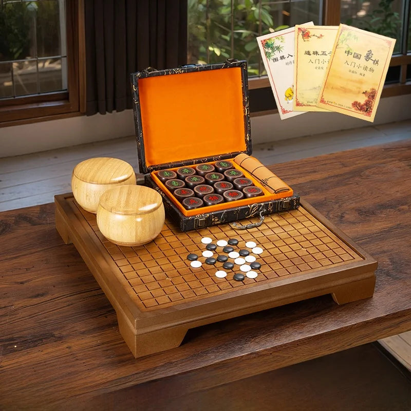 2 in 1 Wooden Chinese Chess & Go Board Game Set