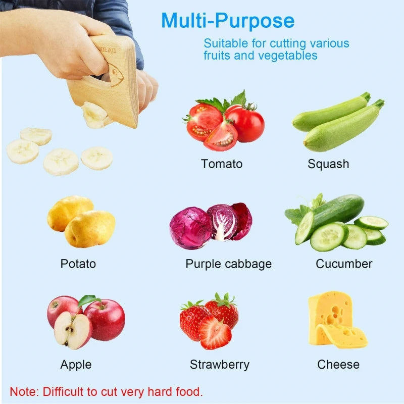 Wooden  Knife for Cooking Cute Fish Dinosaur Shape Kitchen Toy Vegetable Fruit Cutter Kitchen Tool Toys Wood Knife for