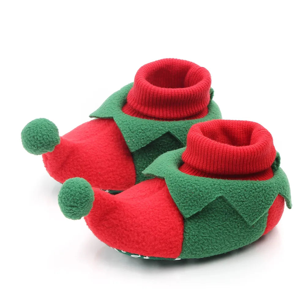Shoes for Winter Christmas  Shoes Cute Santa for Boys and Girls 11CM/12CM/13CM 0-12 Months Warm Lining Inside Soft