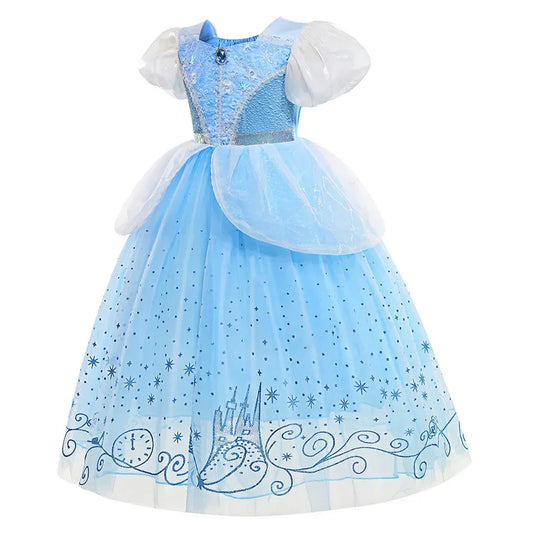 Blue Bubble Sleeve Princess Tutu Dress