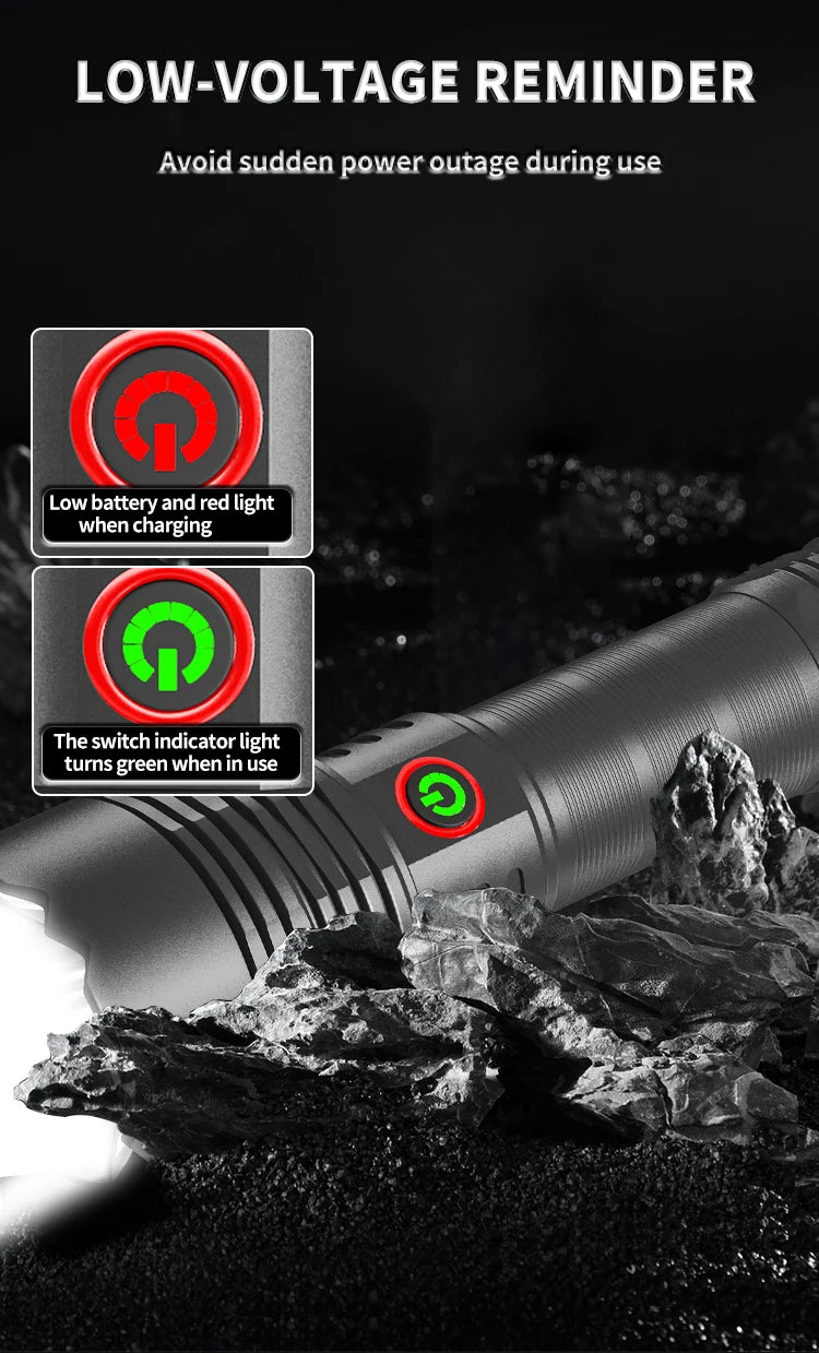 High Intensity LED Flashlight Type-C Rechargeable Fixed Focus Aluminum Torch Outdoor Ultra Bright