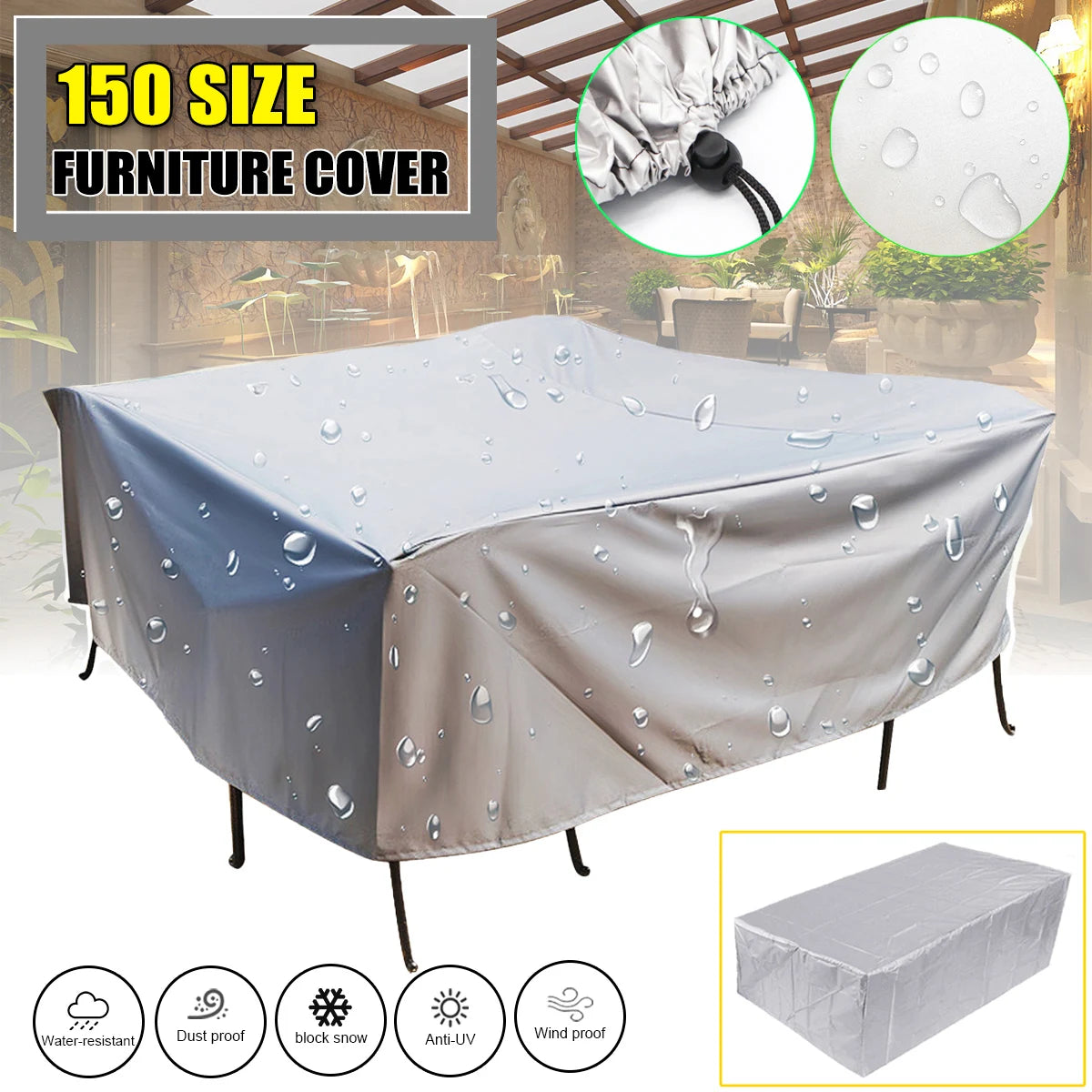 Outdoor Waterproof Patio Furniture Cover 210D Garden Sofa Table Chair Rain Snow Dust Protector