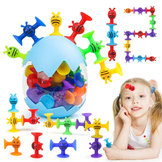 Soft Silicone Building Blocks Toy Animals Shape Suction Cup Bath Toys Parent- Interactive Games Stress Relief Toys