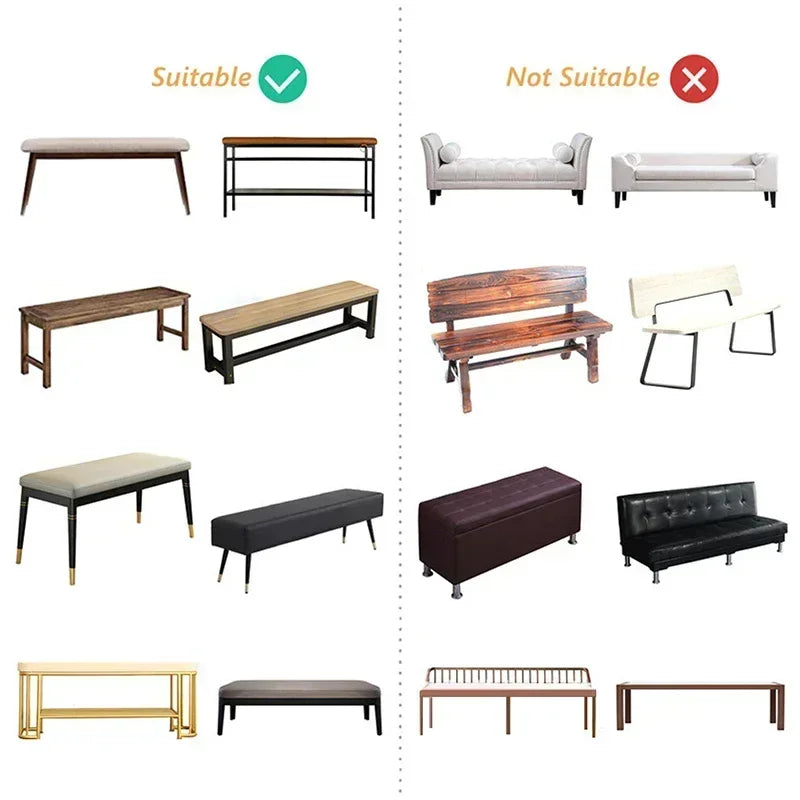 Velvet Long Bench Cover Stretch Soft Piano Stool Covers Rectangle Elastic Chair Cover All-inclusive for Dining Room Bedroom
