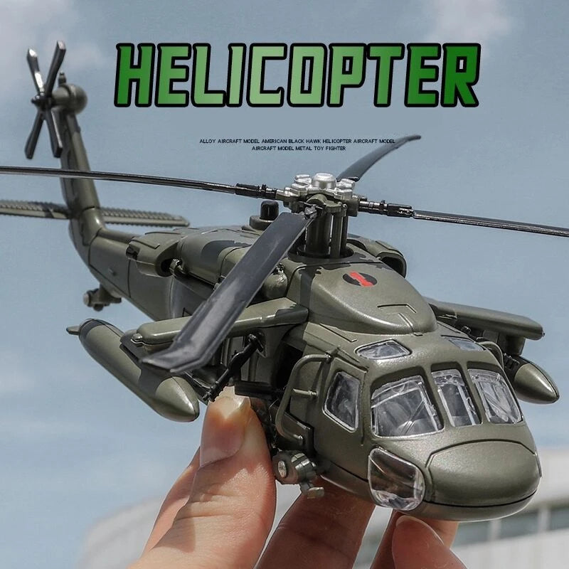 UH60 Hawk Utility Helicopter Metal Model Aircraft Sound and Light Display Toy