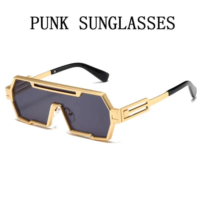 Steampunk Sunglasses For Men Vintage Designer Punk Fashion Glasses Retro One-Pieces Gafas De Sol Hombre Lunette De Soleil Homme