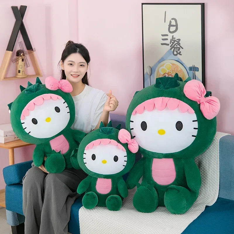 Cartoon Dinosaur Kitty Plush Pillow Soft Stuffed Doll