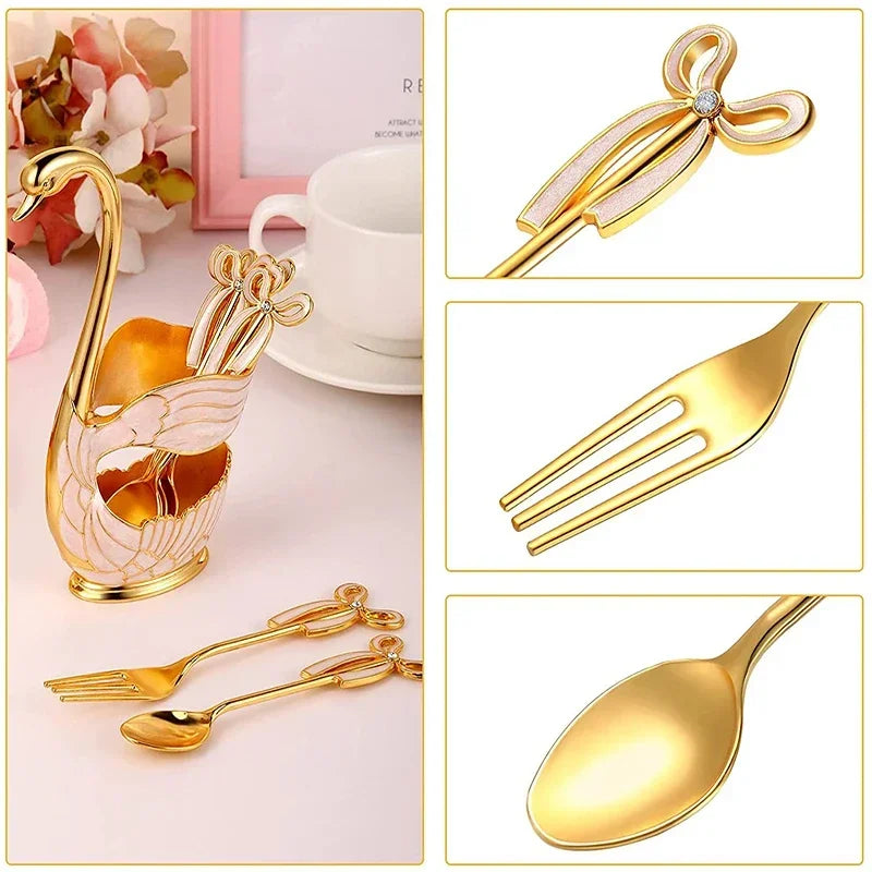 Swan-Shaped Cutlery Holder, Elegant Spoon and Fork Base, Luxury Tableware Storage, Stylish Kitchen Decor and Organizer for Home
