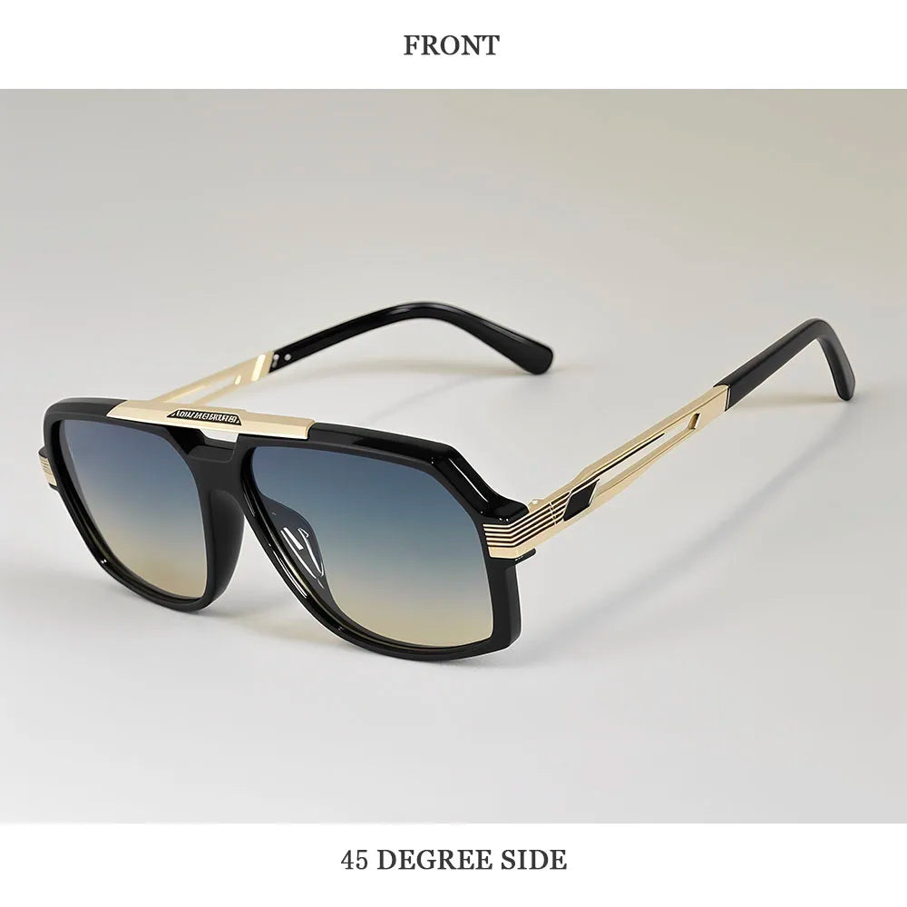 Square Metal Frame Sunglasses With UV400 Protection