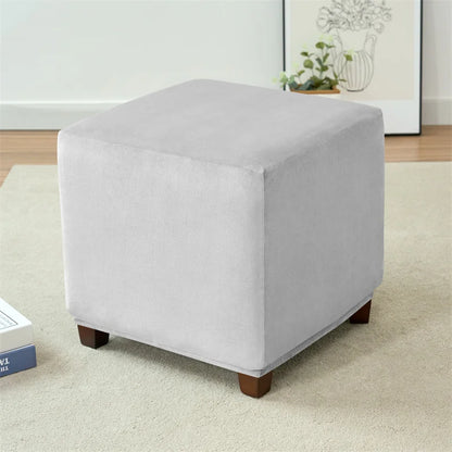 1PC Stretch Square Ottoman Stool Covers Super Soft Velvet stool Cover Elastic All-inclusive Footrest Slipcovers for Living Room