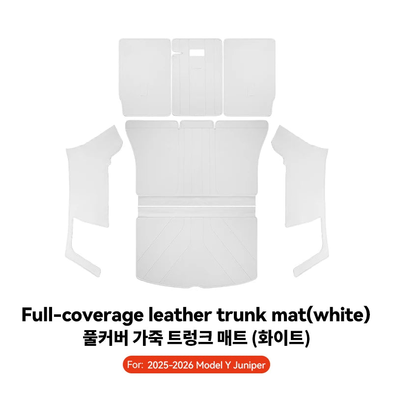 Nappa Leather Full Coverage Trunk Mat Set for Tesla Model Y Juniper 2025 2026 7 Piece Cargo Liner
