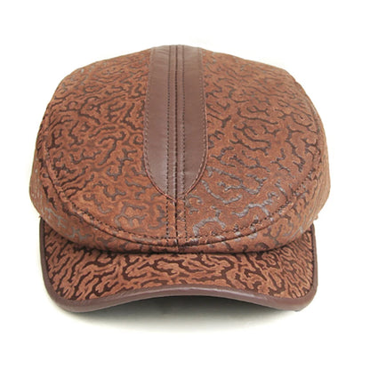 Real Leather Hat Autumn Men's Sheepskin Leather Beret Elegant Fashion Dad Tongue Cap Snapback Caps