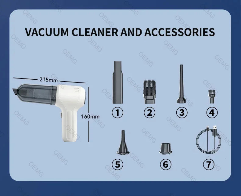 Powerful Car Vacuum Cleaner Handheld Portable Wireless Vacuum Cleaner Cleaning Machine Strong Suction Mini Car Cleaner