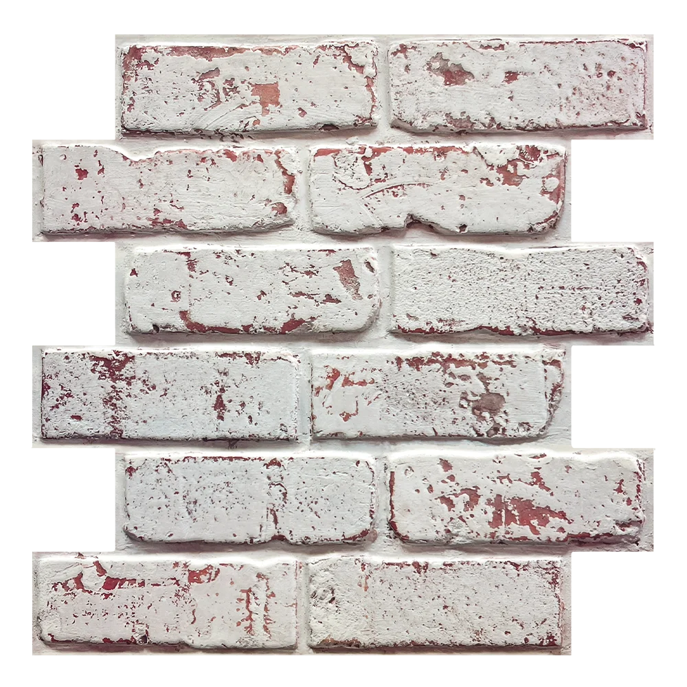 10pcs 3D Tile Stickers, 3D Whitewash Brick Textures, Matte, 30cm x 30cm, Water and Mold Resistant, for Living Room Kitchen Wall Update
