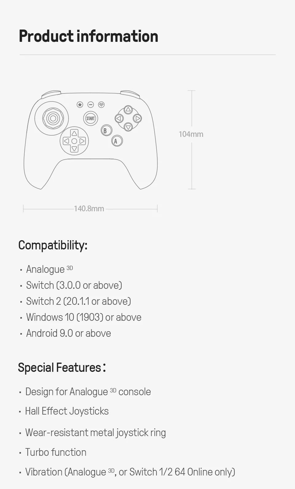 Bluetooth Gaming Controller for Nintendo Switch and Windows