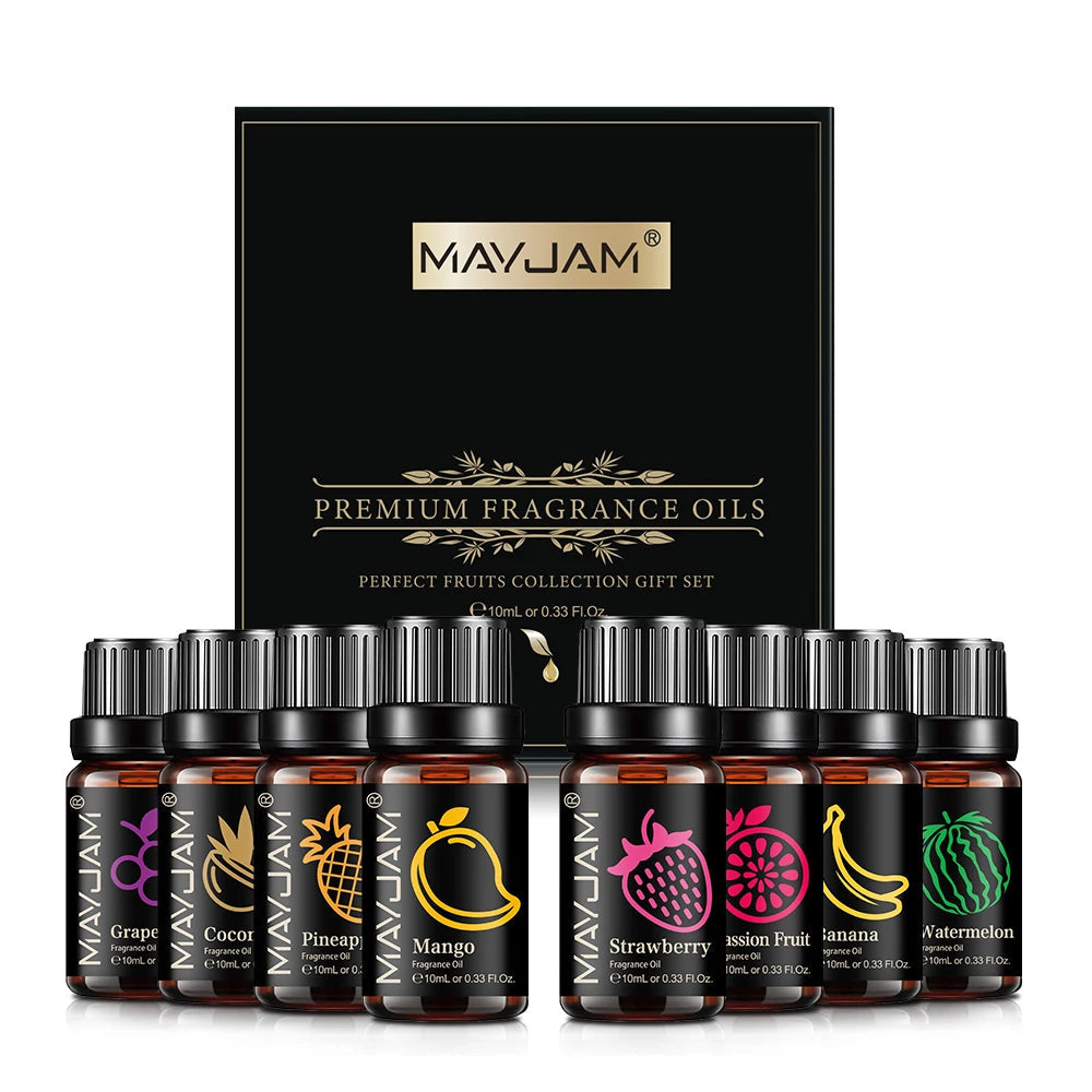 8pcs Gift Set Fruit Fragrance Oils 10ML Humidifier Aromatherapy Diffusers Strawberry Coconut Mango Grape Banana Pineapple Oils