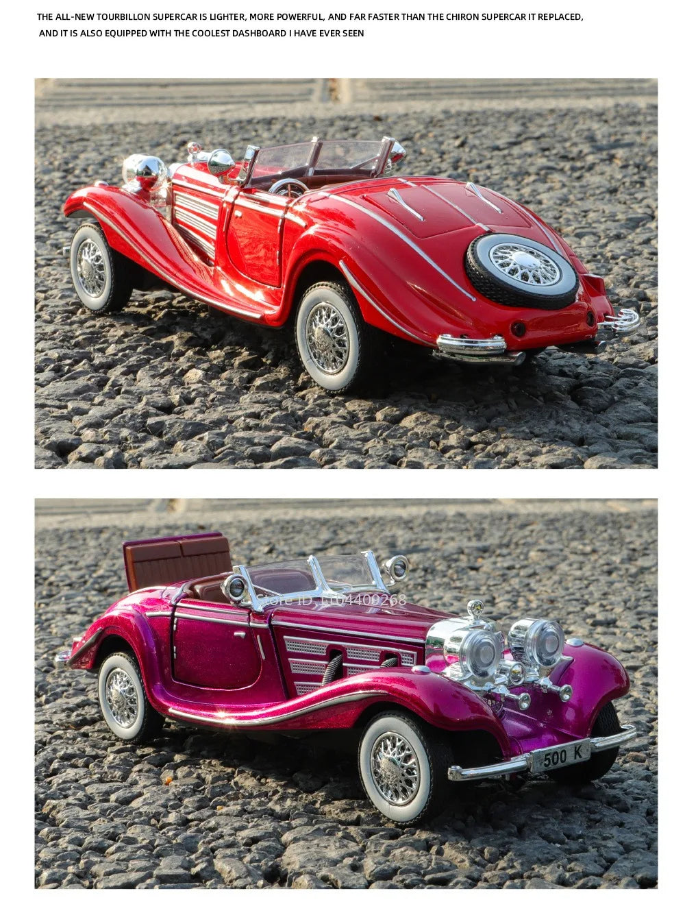 1:32 500K 300SL Vintage Car Model Toy Shock Absorption Alloy Diecast Vehicle Models Sound Light Pull Back Collection Gifts