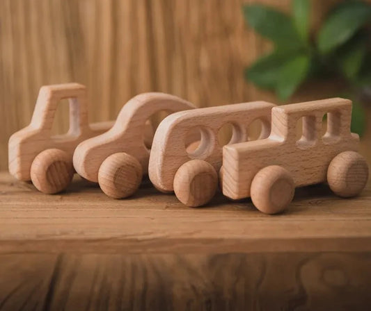 Baby Wooden Car Wooden Child Block For Babies BPA Free Organic Beech Animal Shape Baby Toy  Car Montessori Toys  Handmade Crafts