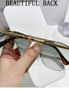 Blue Cat Eye Sunglasses Women Rimless Fashion Glasses Sunglasses