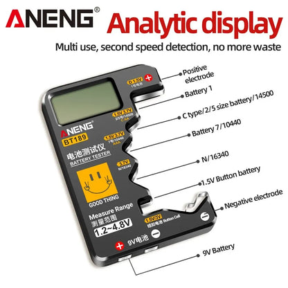 Button Cell Battery Tester 9V N D C AA AAA Universal Household LCD Display Battery Tester Power Bank Detectors Tools