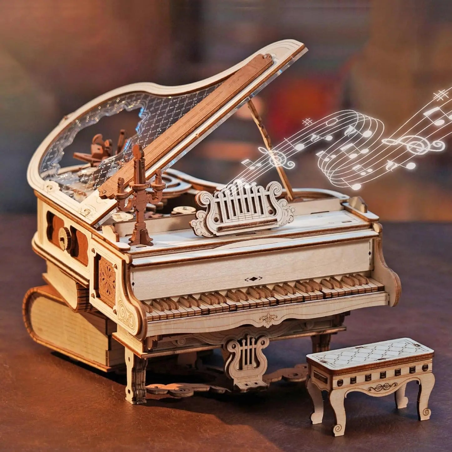 3D Puzzle Wooden Models Construction Kits Mechanical Model Sets Music Box Magic Piano Style 223 Pieces