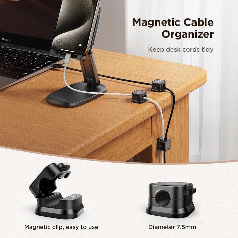 3/6 Pcs Magnetic Cable Clips Cable Smooth Adjustable Cord Holder Under Desk Cable Management Wire Keeper Cable Organizer