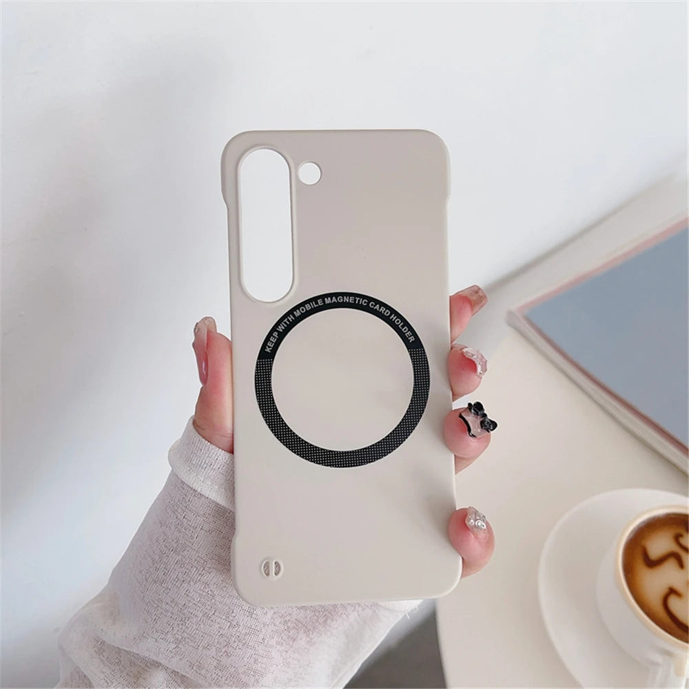 Luxury Ultra Thin Frameless Magnetic For Magsafe Case For Samsung S24 S23 Ultra S22 Plus S21 S20 FE Slim Hard PC Matte Cover