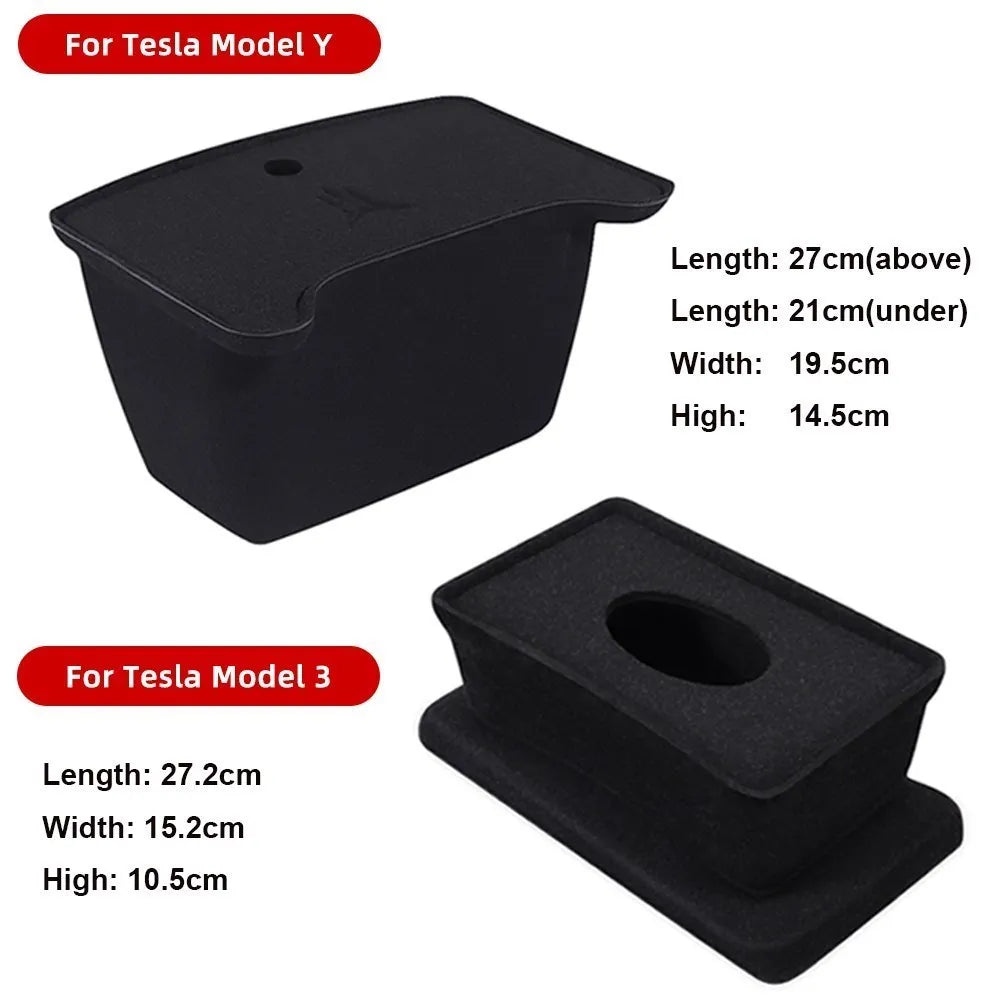 For Tesla Model 3 Model Y Rear Center Console Organizer Tray Flocking For Tesla Model3 Storage Box ModelY Case Accessories