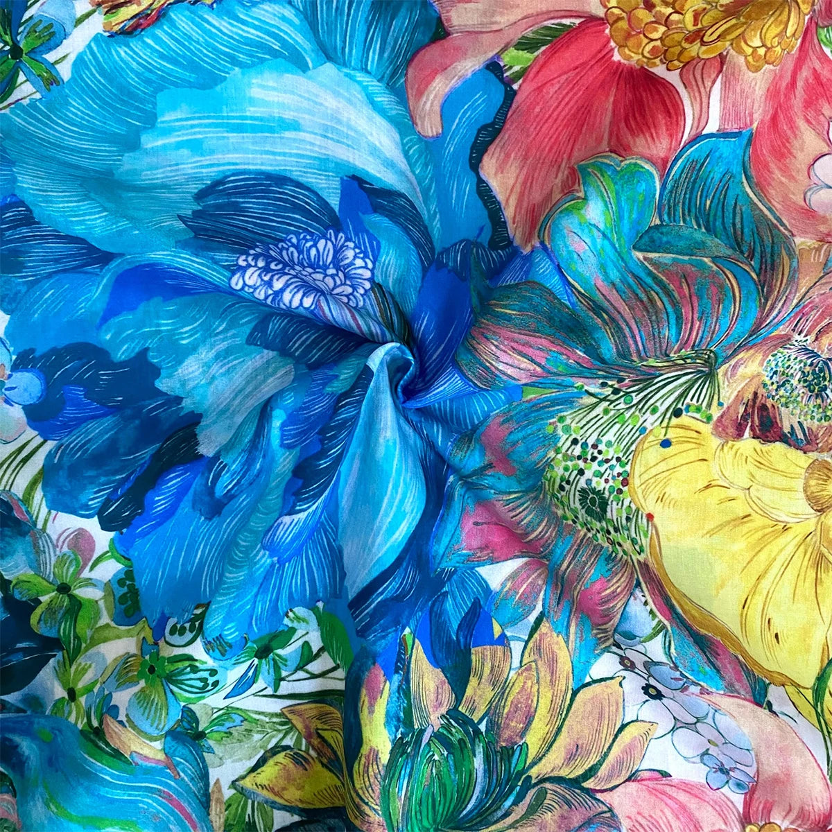 1/2/3/5/10M 100% Cotton Poplin 80S Marina seaflower Like liberty Fabric Kids Sewing Handmade DIY Dresses Skirt Designer Material