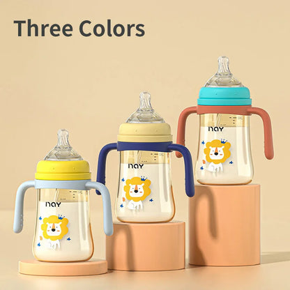 Baby Bottles Children's Feeding Bottle Water Cup Baby Milk Bottle with Straw Handle Newborn Baby Straw Bottle BPA Free 240ML