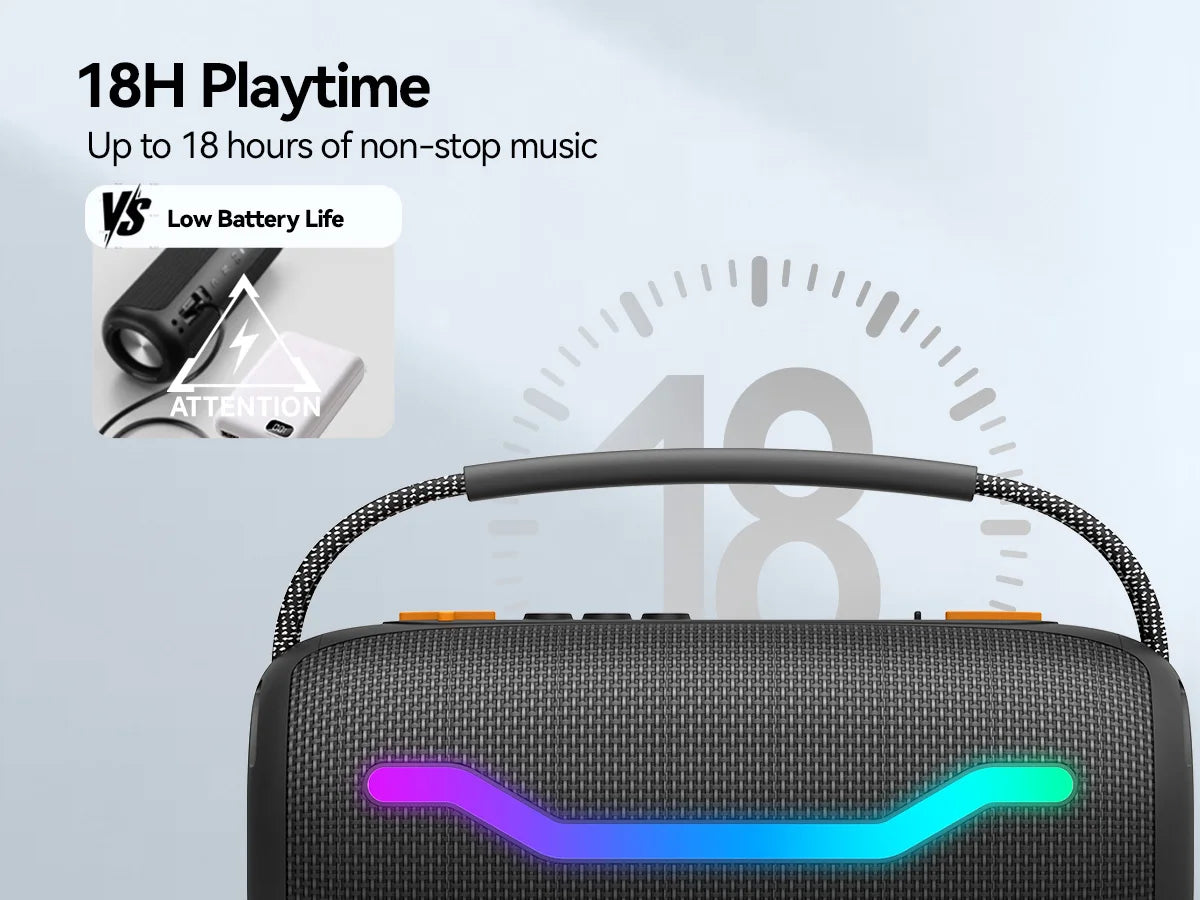 Puremic Portable Bluetooth Speaker with HD Sound, IPX6 Waterproof, Up to 18H Playtime, Karaoke Machine for Home/Party/Outdoor