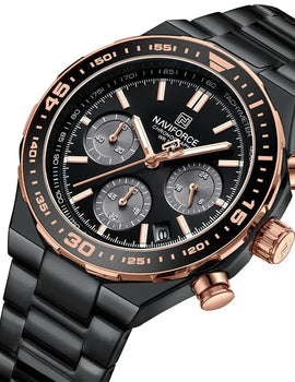 Casual Fashion Waterproof Luminous 24 Hours Date Display Stainless Steel Strap Wristwatch