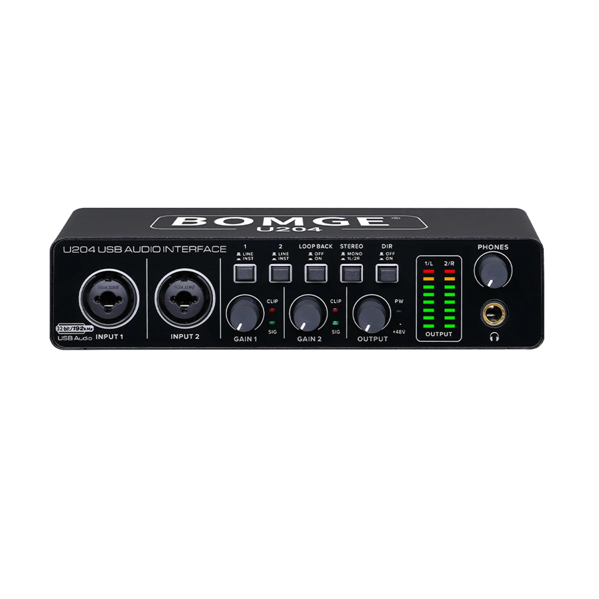 U204 USB Audio Interface with 32 Bit 192kHz Recording and 48V Phantom Power