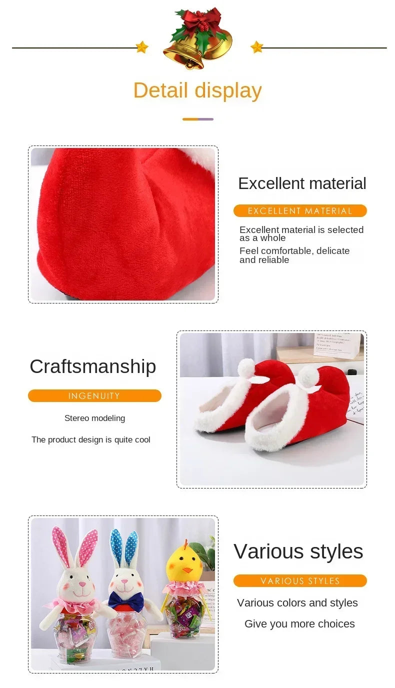Christmas Decoration Slippers Cotton Slippers Santa Claus Elf Shoes Toe Anti-slip Warm Slippers for Adults  Christmas Party