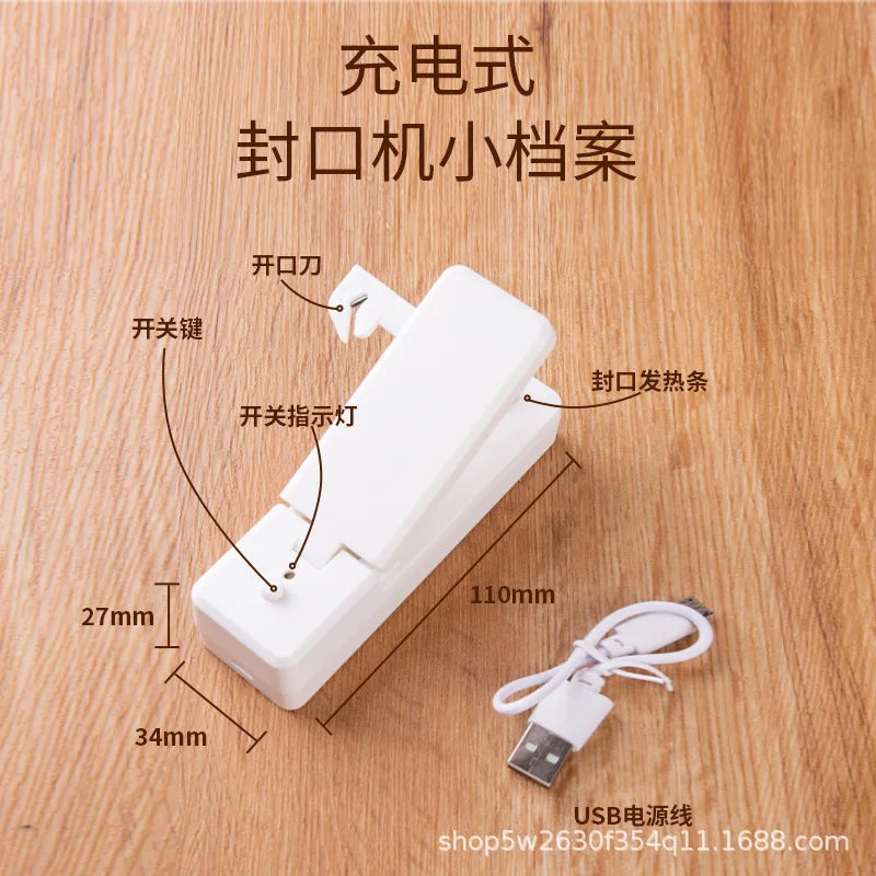 Mini USB Rechargeable Bag Sealer – Portable Plastic Food Bag Sealing Machine for Snacks, Nuts & Kitchen Storage