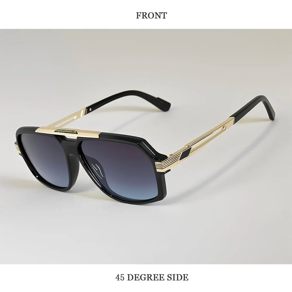 Square Metal Frame Sunglasses With UV400 Protection