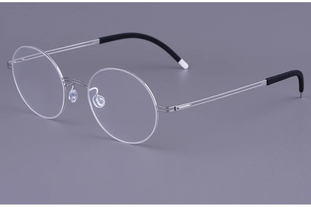 Round Screwless Pure Titanium Eyeglasses Frame