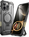 For iPhone 16 Pro Case with Camera Control Capture Button UB Grip Heavy Duty Rugged Magnetic Phone Case with Stand