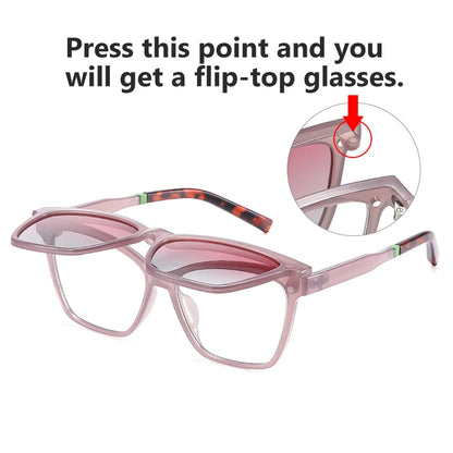 2 in 1 Magnetic Removable Sunglasses Women Cat Eye Glasses Clip On Len Anti Blue Light Computer Glasses