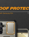Bulit-in Ring Holder Case for Samsung Galaxy S24 with Tempered Glass Screen Protector Sliding Camera Cover Rugged Phone Case