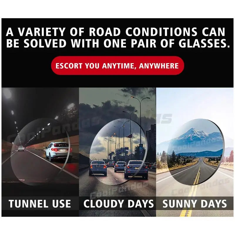 Aluminum Rimless Photochromic Polarized UV400 Day Night Driving Sunglasses for Men Women