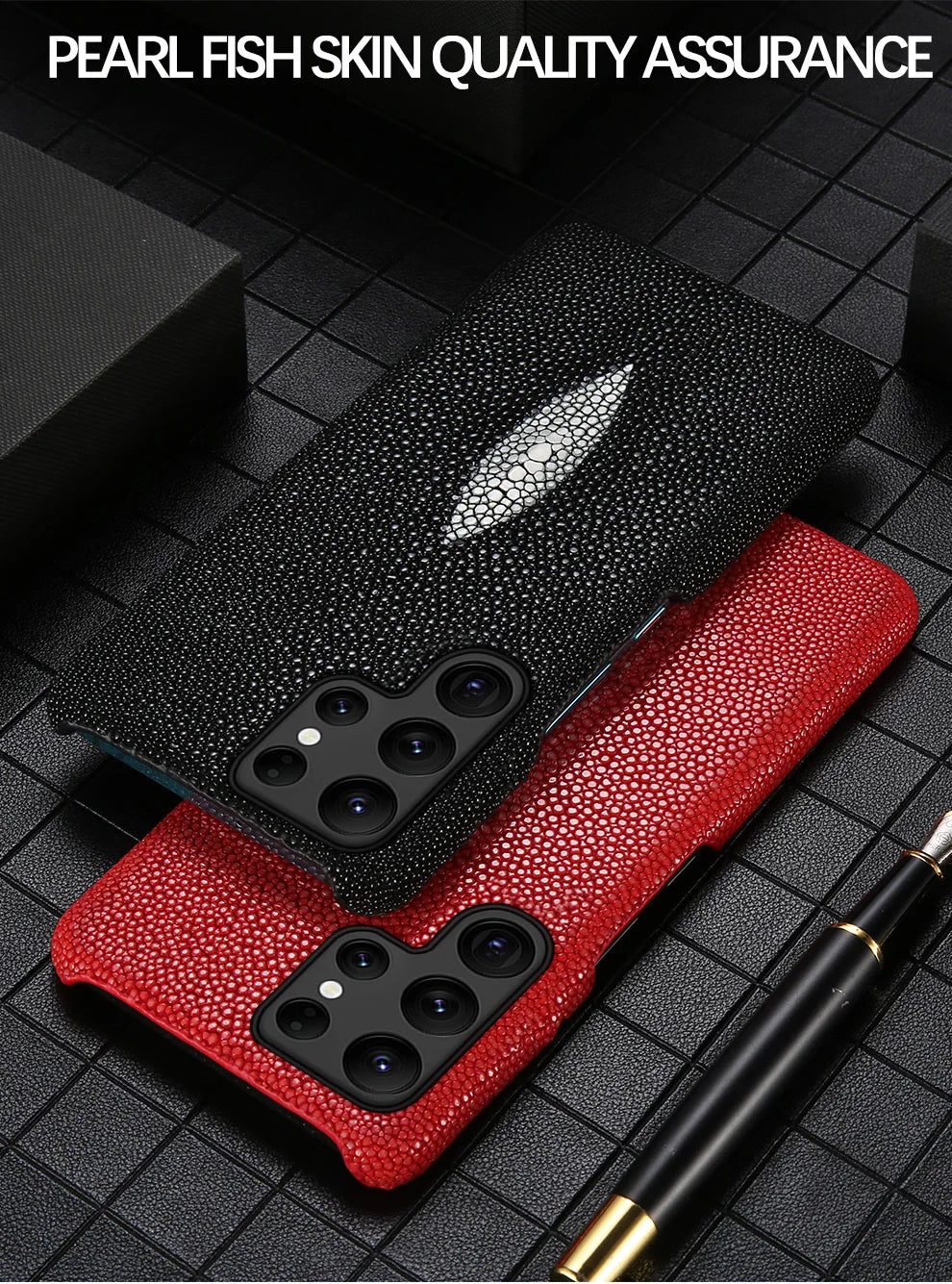 Luxury Genuine Stingray Leather Case for Samsung Galaxy S26 / S26 Ultra / S25 / S25 Plus / S24 / S23 5G – Magnetic Anti-Scratch Back Cover