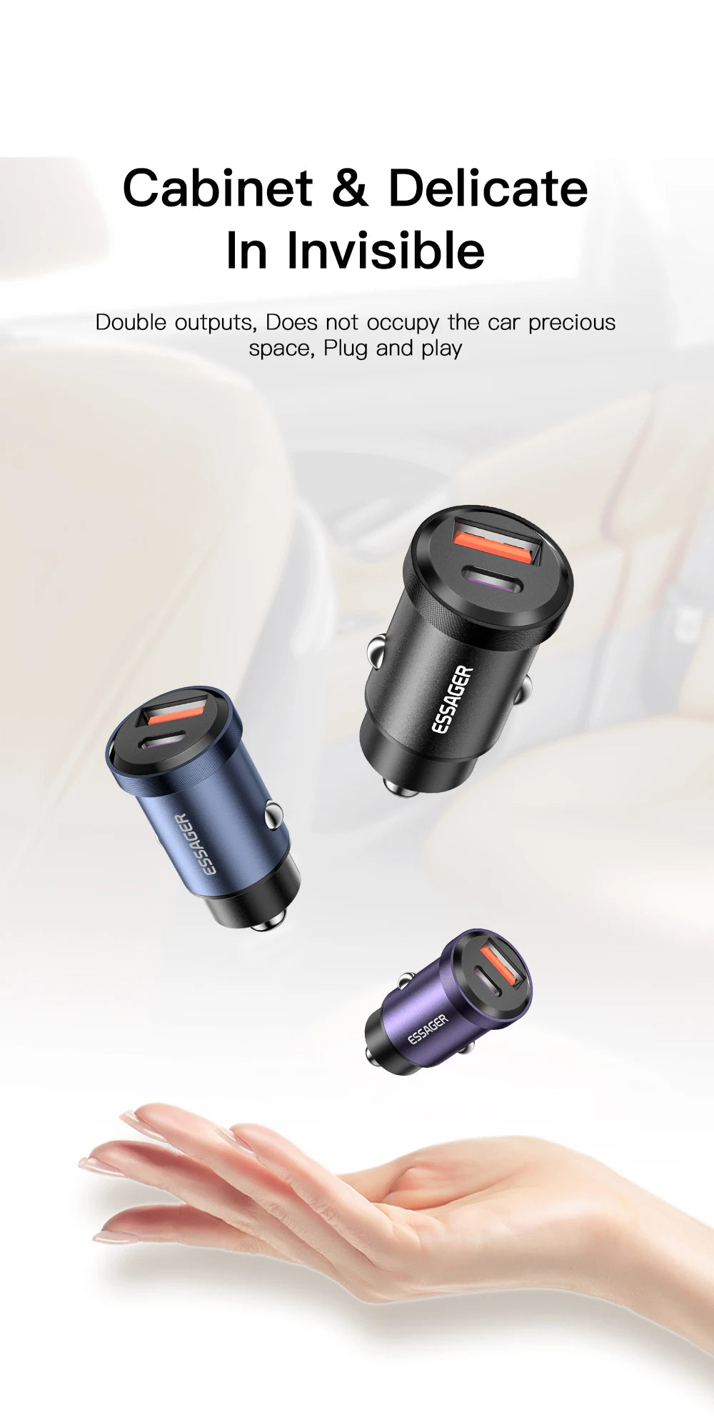 30W / 45W USB-C + USB-A Fast Car Charger (PD + QC 4.0)