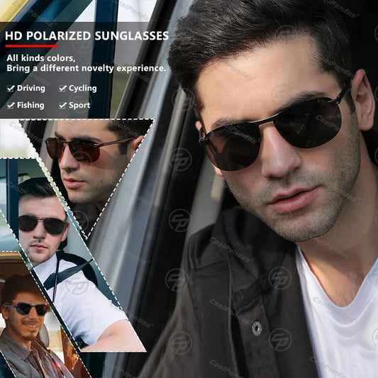 Rimless Photochromic Polarized UV400 Aluminum Driving Sunglasses for Men Women